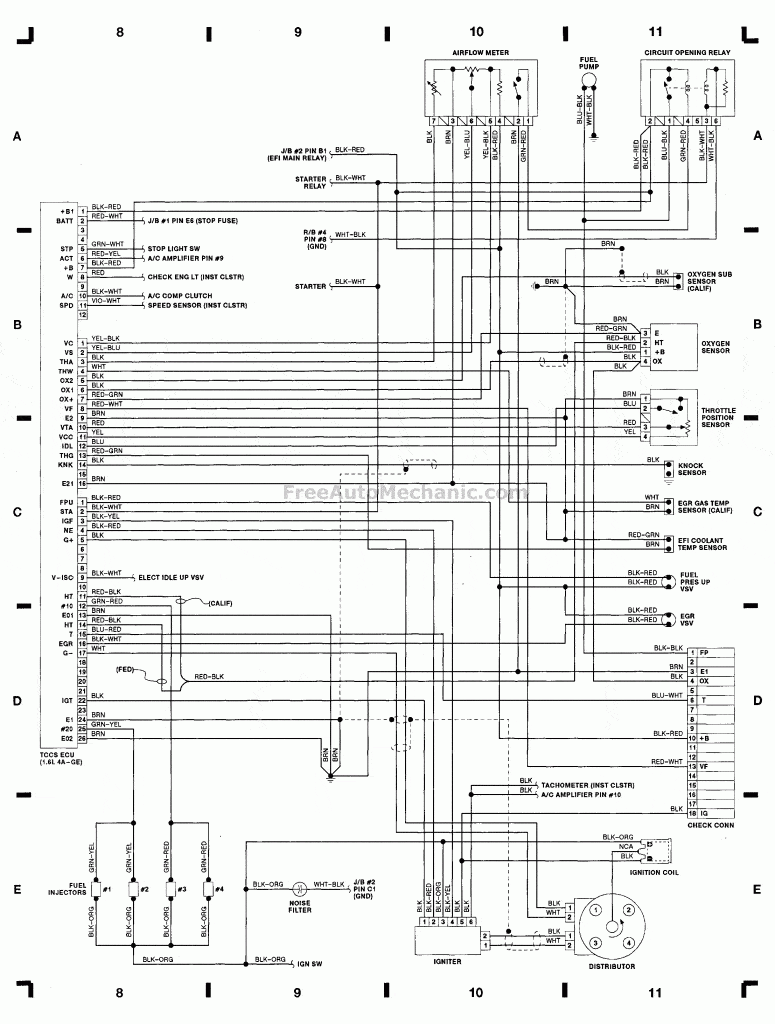 MAF Sensor Wiring Diagram 1990 Toyota Corolla GTS 